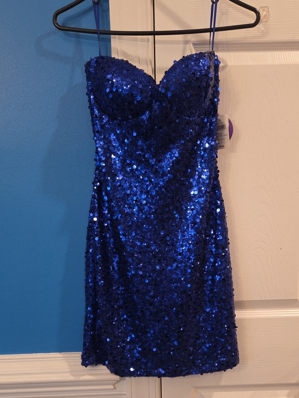 NWT Windsor Royal Blue Sequin Strapless Mini Dress